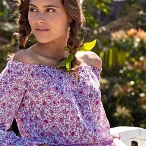 NWT Blue Boheme Bliss Printed Blouse OS